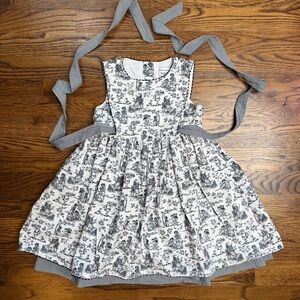 Polly & Friends Girls Classic French Provincial Pastoral Toile Gingham Dress 2T